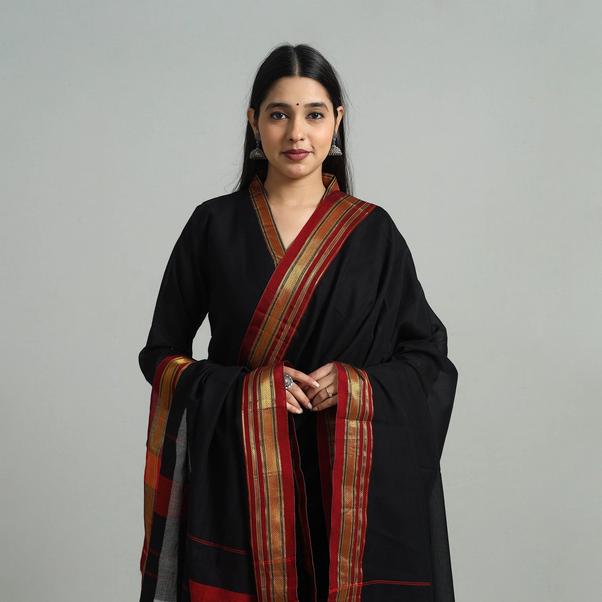Black - Cotton Dharwad Kurta Set with Palazzo & Dupatta 30