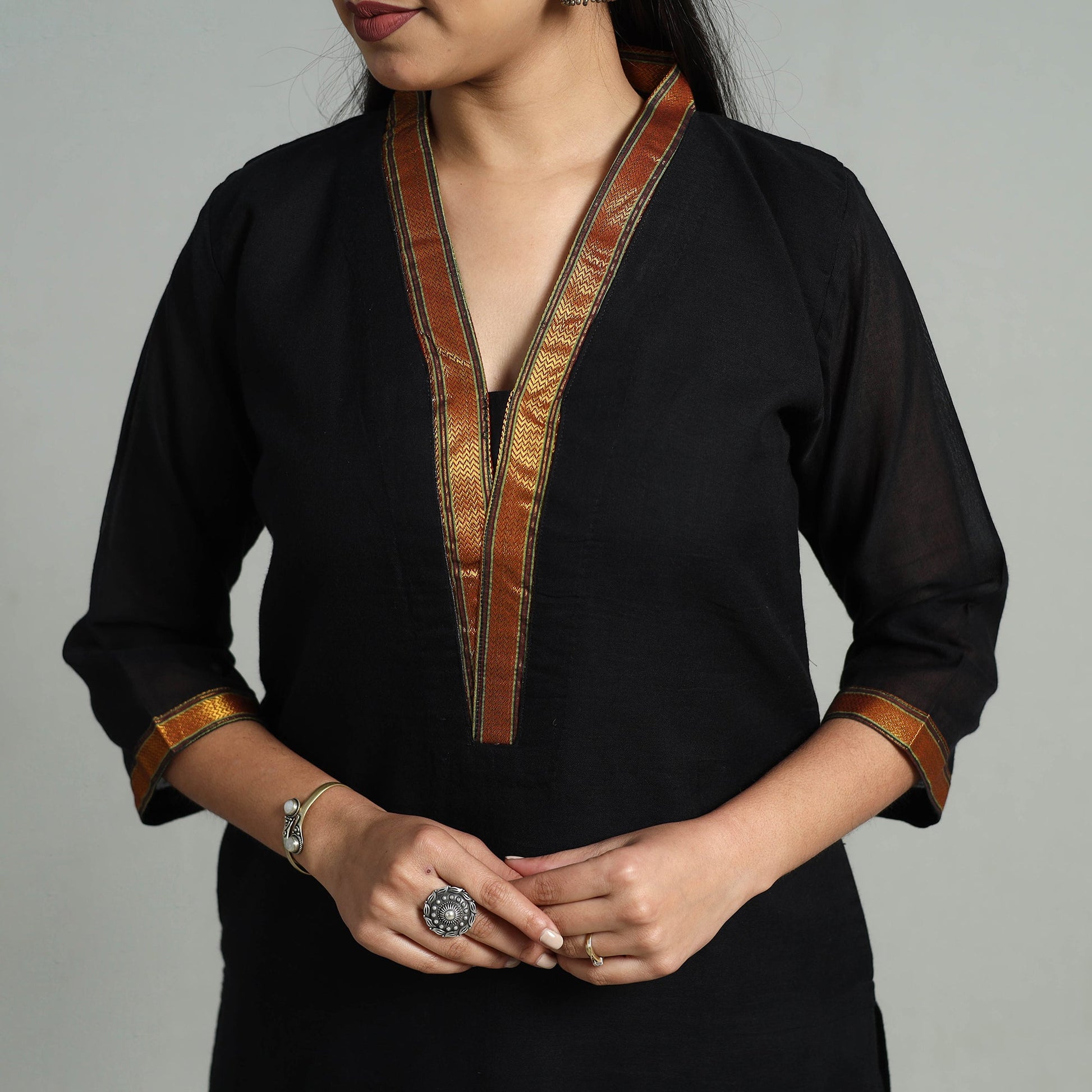 Black - Cotton Dharwad Kurta Set with Palazzo & Dupatta 30