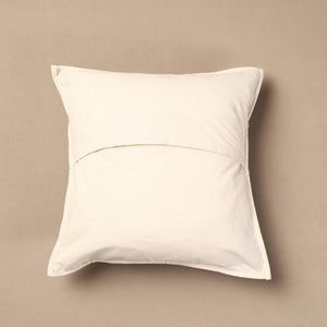 Black - Bakhiya Tanka Applique Work Cotton Cushion Cover (16 x 16 in)