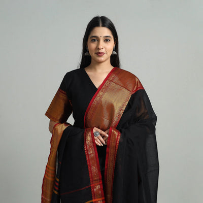Black - Cotton Dharwad Kurta Set with Palazzo & Dupatta 23