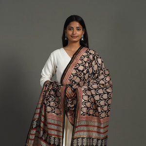 Black - Block Print Chanderi Silk Bagru Dupatta 23