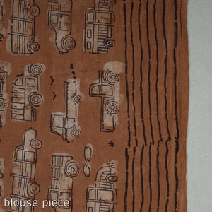 Brown - Bindaas Art Block Printed Natural Dyed Cotton Saree 115