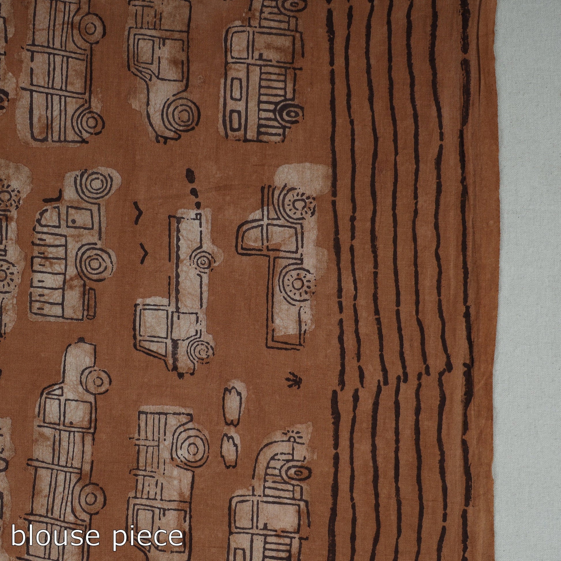 Brown - Bindaas Art Block Printed Natural Dyed Cotton Saree 115
