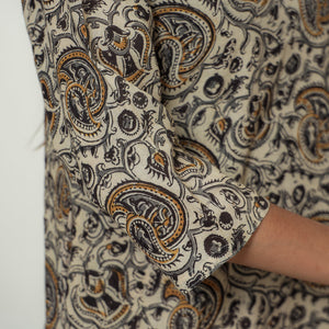 Beige - Kalamkari Hand Block Printed Mul Cotton Straight Kurta 08