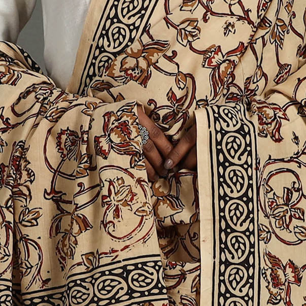 Beige - Block Printed Mul Cotton Bagru Dupatta 27