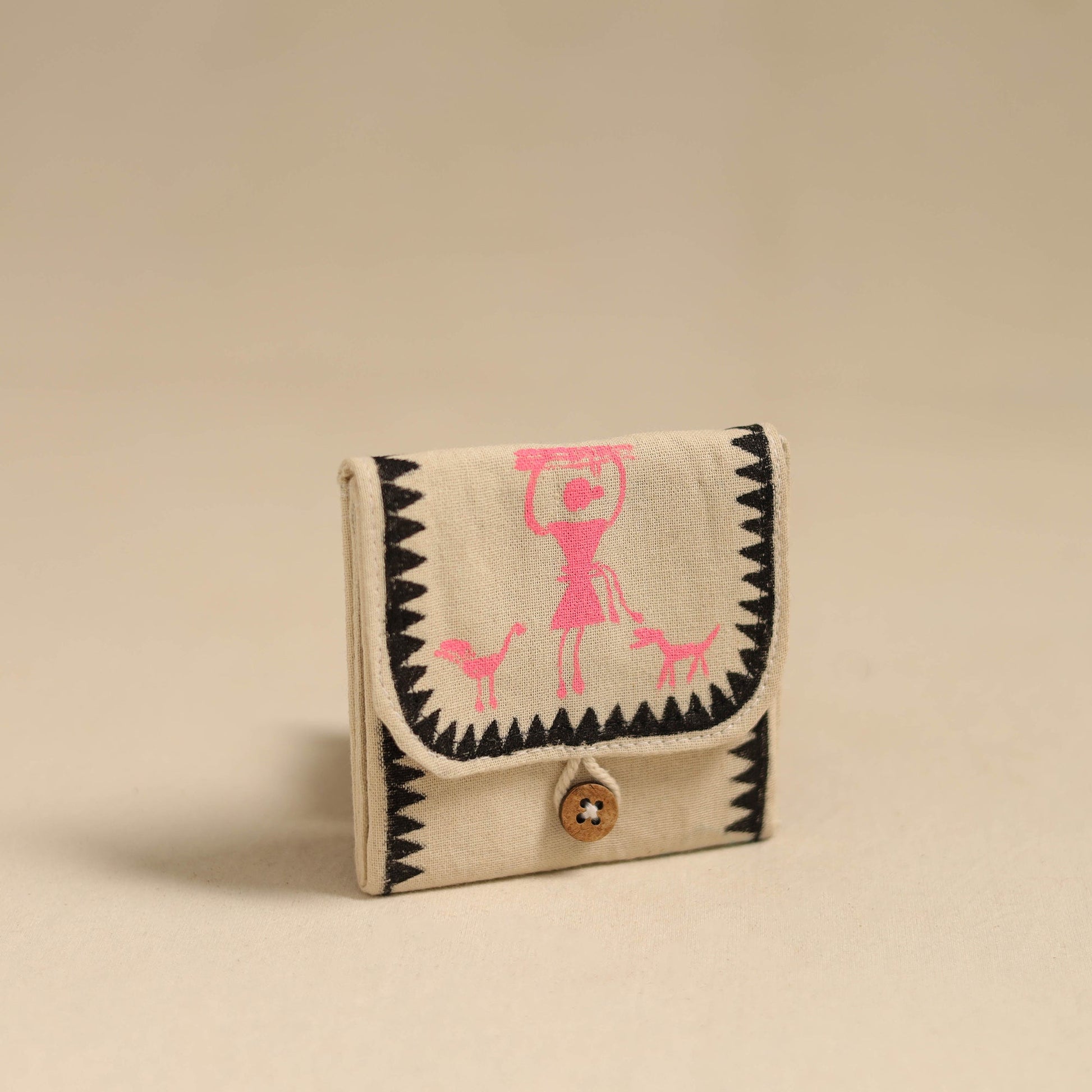 Black - Warli Handpainted Coin Pouch from Odisha 04
