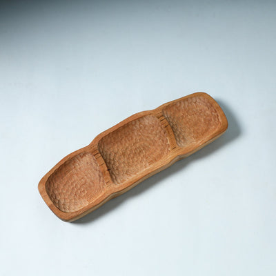 Brown - Hand Carved Natural Neem Wooden Serving Tray (11 x 3.5 )