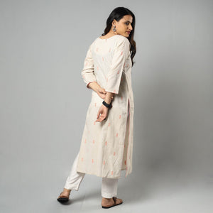 Beige - Jacquard Cotton Straight Kurta 14