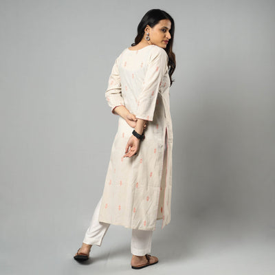 Beige - Jacquard Cotton Straight Kurta 14