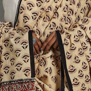 Beige - Block Print Mul Cotton Bagru Dupatta 29