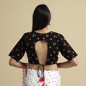 Black - Bandhani Tie-Dye Cotton Stitched Blouse