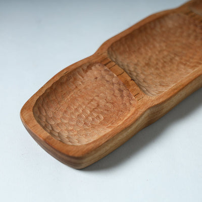Brown - Hand Carved Natural Neem Wooden Serving Tray (11 x 3.5 )