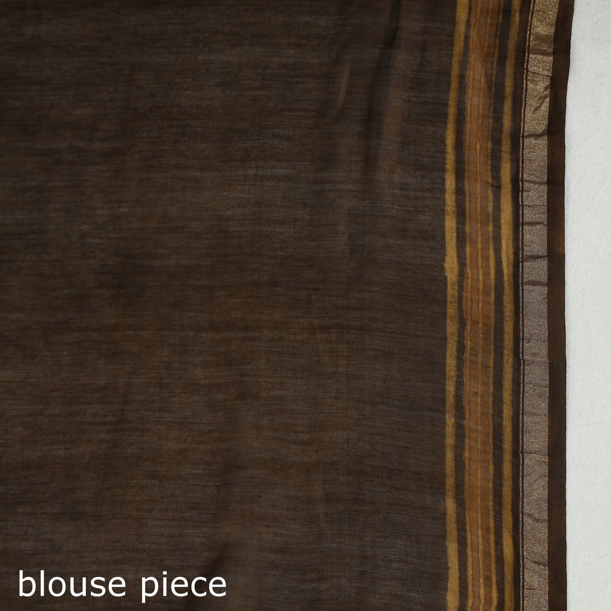 Brown - Akola Hand Block Printed Chanderi Silk Saree with Zari Border