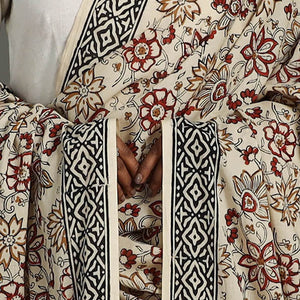 Beige - Block Printed Mul Cotton Bagru Dupatta 32