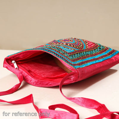 Black - Kutch Ahir Embroidery Mashru Cotton Sling Bag