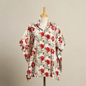 Beige - Block Print Sanganeri Cotton Kaftan (Short) 12