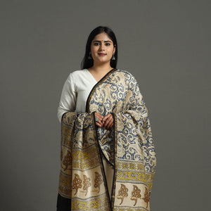 Blue - Chanderi Silk Block Print Bagru Dupatta 10