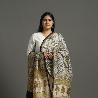 Blue - Chanderi Silk Block Print Bagru Dupatta 10