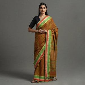 Brown - Begampuri Handloom Cotton Saree