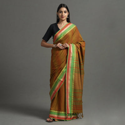 Brown - Begampuri Handloom Cotton Saree