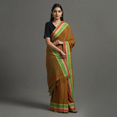 Brown - Begampuri Handloom Cotton Saree
