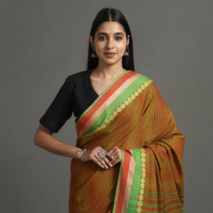 Brown - Begampuri Handloom Cotton Saree