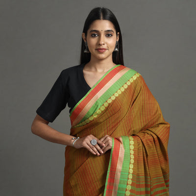 Brown - Begampuri Handloom Cotton Saree