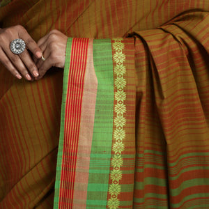 Brown - Begampuri Handloom Cotton Saree
