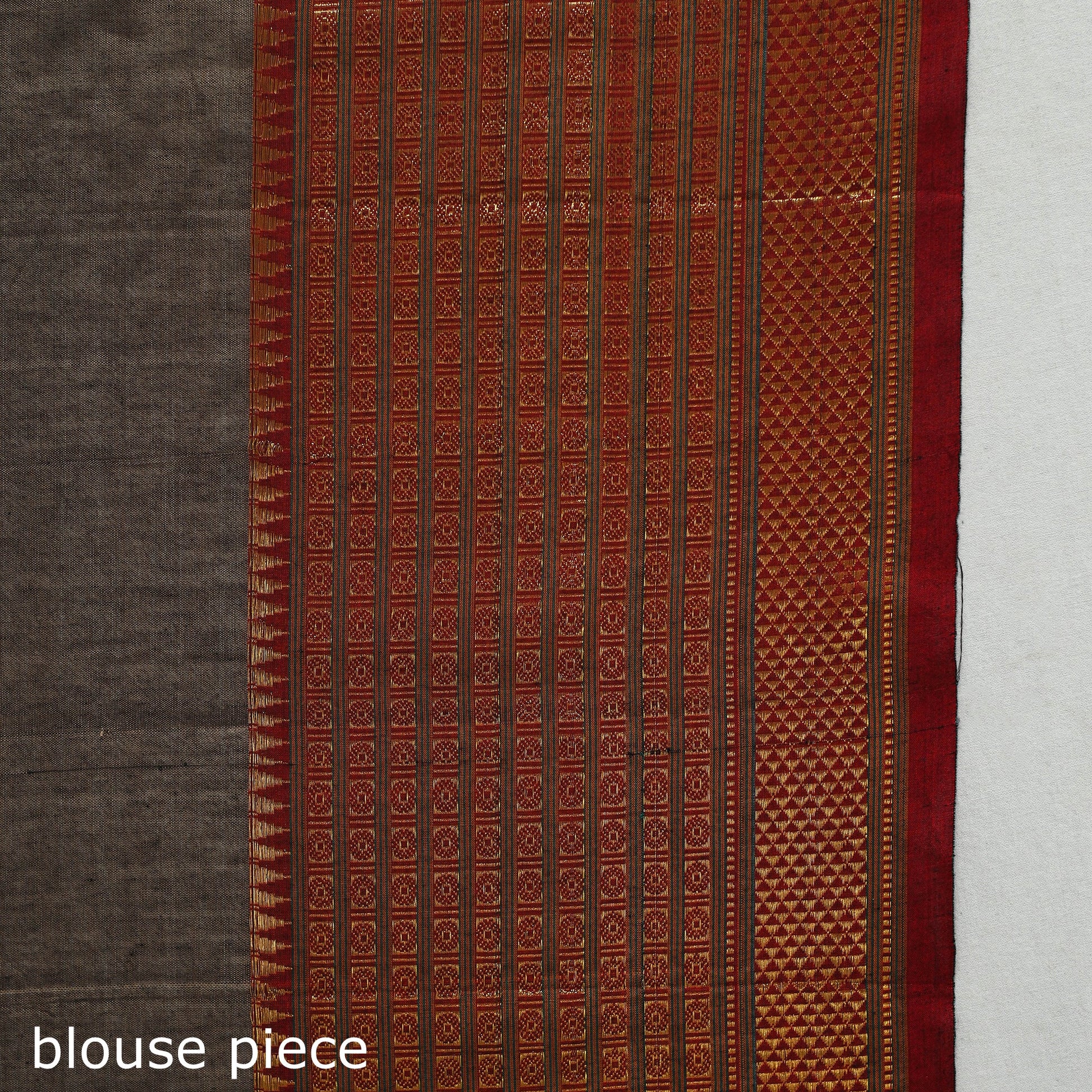 Brown - Dharwad Cotton Saree with Zari Border