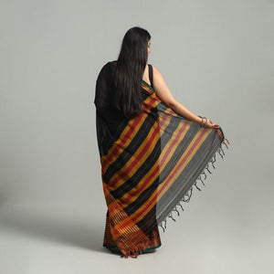 Black - Dharwad Cotton Saree with Zari Border