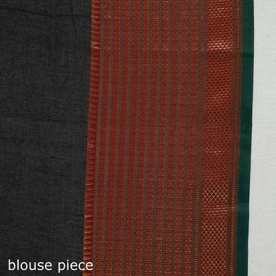 Black - Dharwad Cotton Saree with Zari Border
