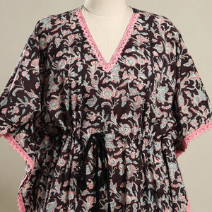 Black - Block Print Sanganeri Cotton Kaftan (Short) 16
