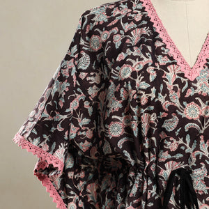 Black - Block Print Sanganeri Cotton Kaftan (Short) 16