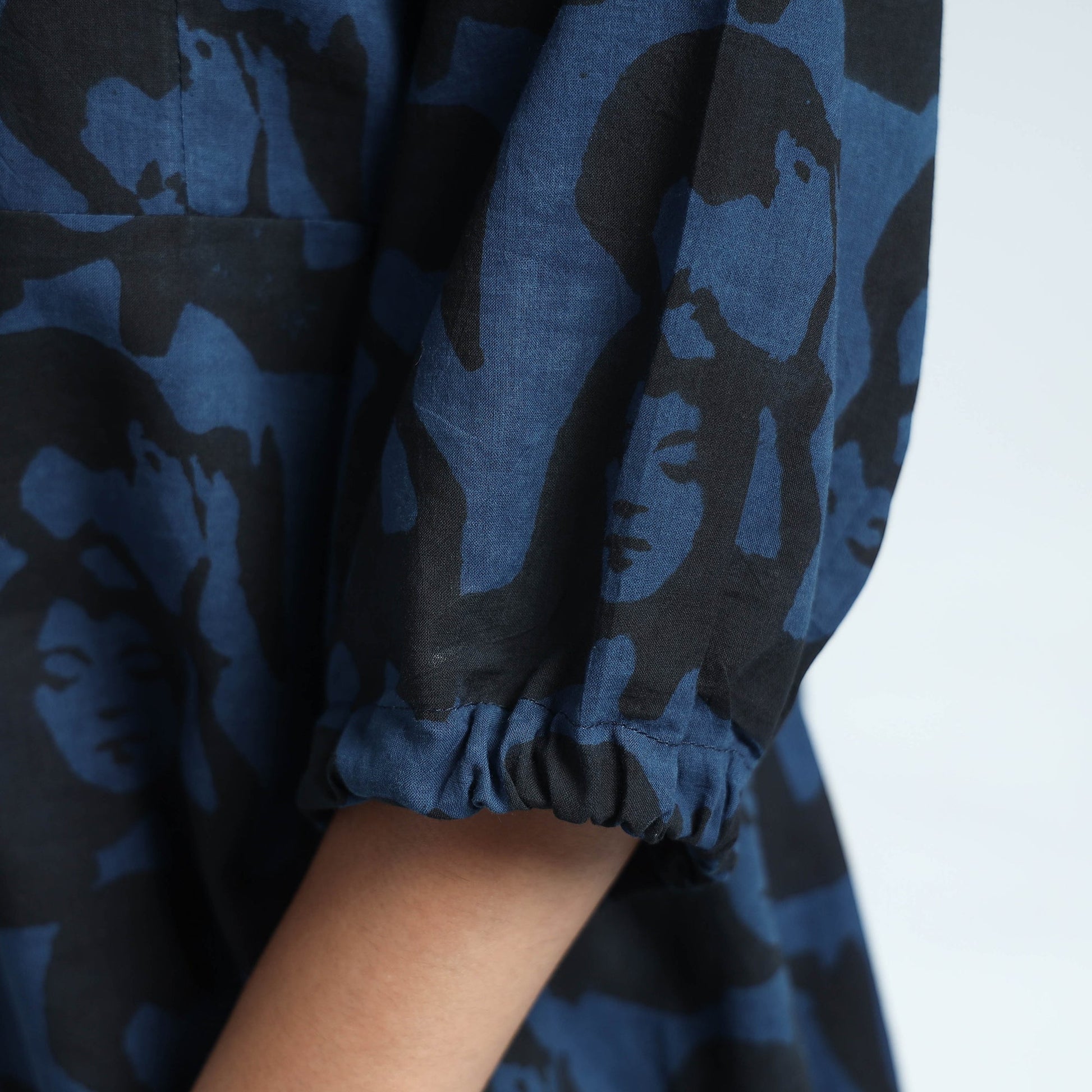 Black & Blue - Bindaas Art Block Printed Cotton Dress