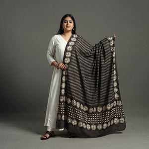 Brown - Natural Dyed Mul Cotton Akola Print Dupatta 04