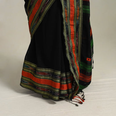 Black - Phulia Handloom Cotton Saree with Thread Buti 16