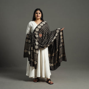 Brown - Natural Dyed Mul Cotton Akola Print Dupatta 04