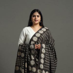 Brown - Natural Dyed Mul Cotton Akola Print Dupatta 04
