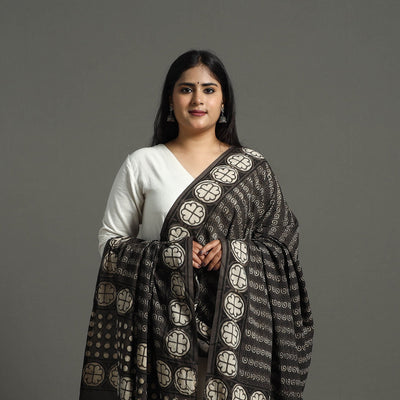 Brown - Natural Dyed Mul Cotton Akola Print Dupatta 04