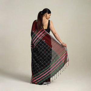 Black - Phulia Handloom Cotton Saree with Thread Buti 17