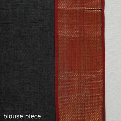 Black - Dharwad Cotton Saree with Zari Border