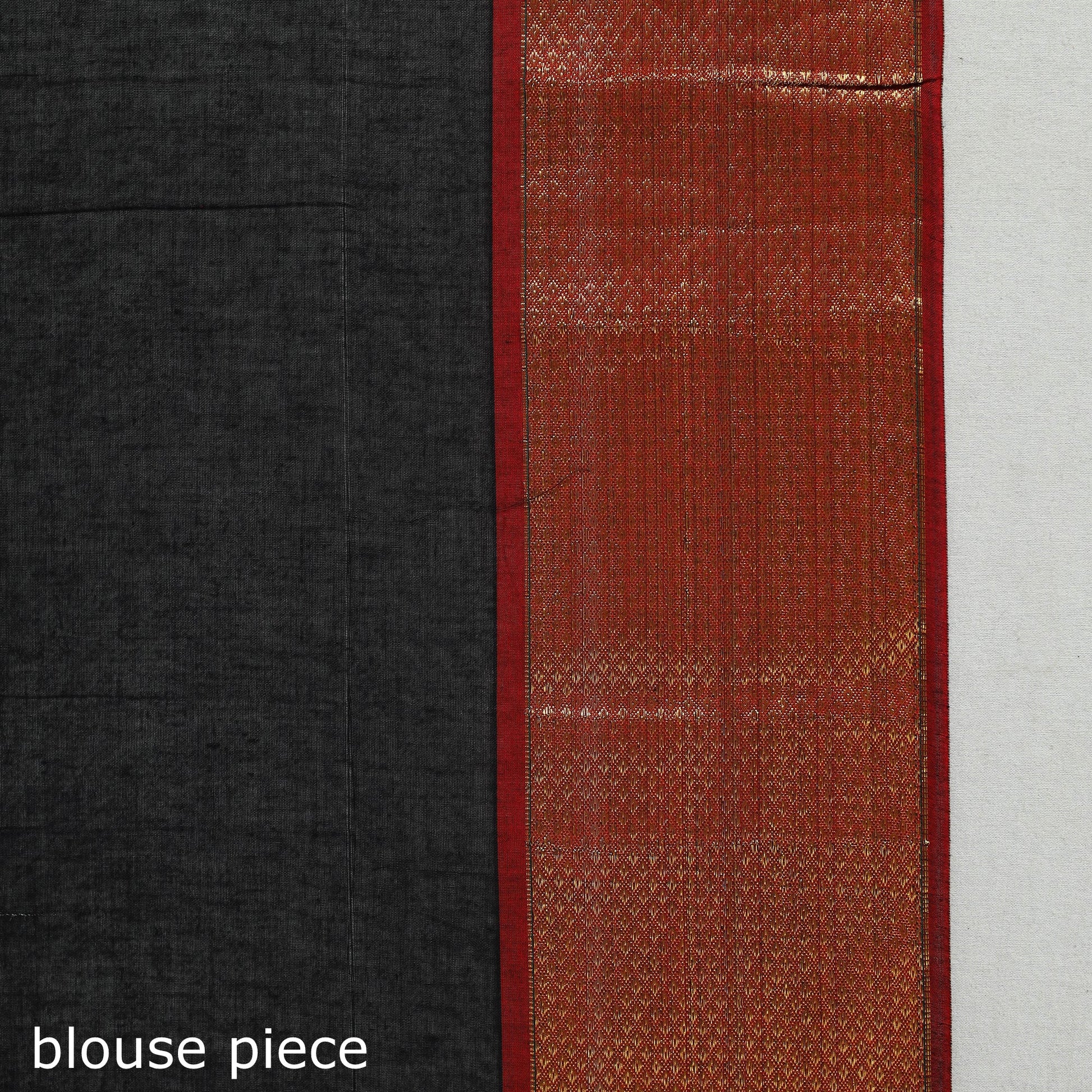 Black - Dharwad Cotton Saree with Zari Border