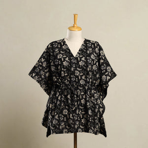 Black - Block Print Bagru Cotton Kaftan (Short) 22