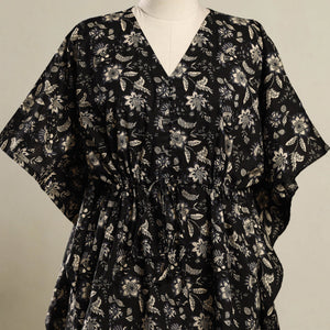 Black - Block Print Bagru Cotton Kaftan (Short) 22