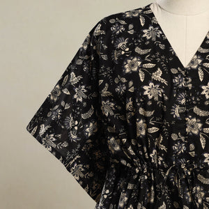 Black - Block Print Bagru Cotton Kaftan (Short) 22