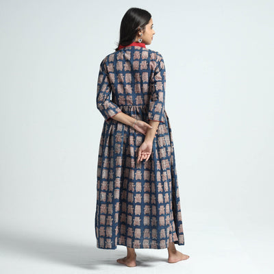 Blue - Bindaas Art Block Printed Cotton Dress