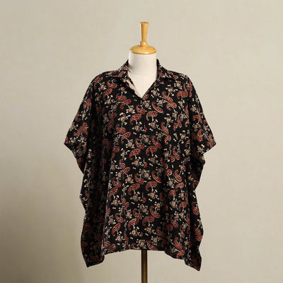 Black - Block Print Bagru Cotton Kaftan (Short) 23