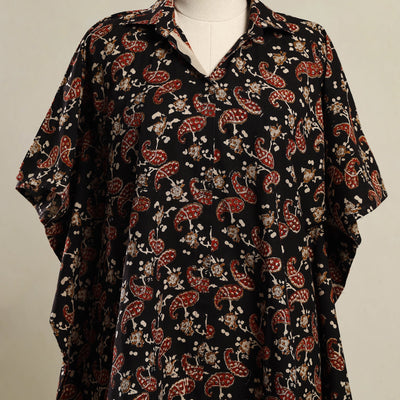 Black - Block Print Bagru Cotton Kaftan (Short) 23