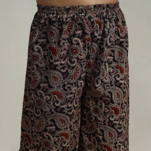 Black - Flared Cotton Block Print Kalamkari Kurta Set 13