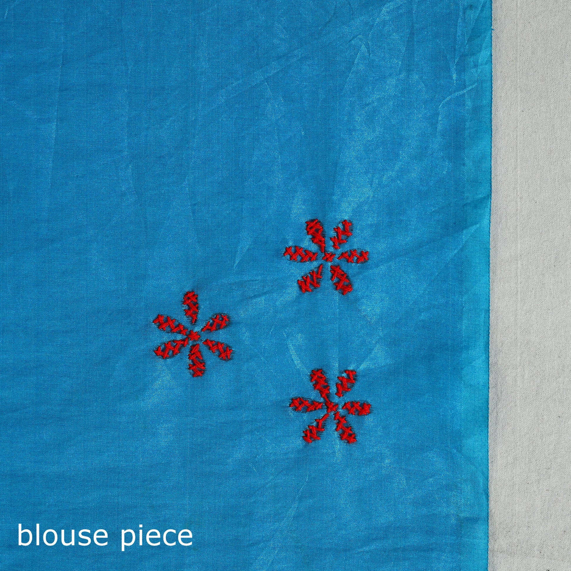 Blue - Bengal Silk Nakshi Kantha Hand Embroidery Saree 09
